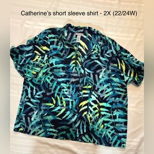 Tropical Leaf Print Short Sleeve Shirt